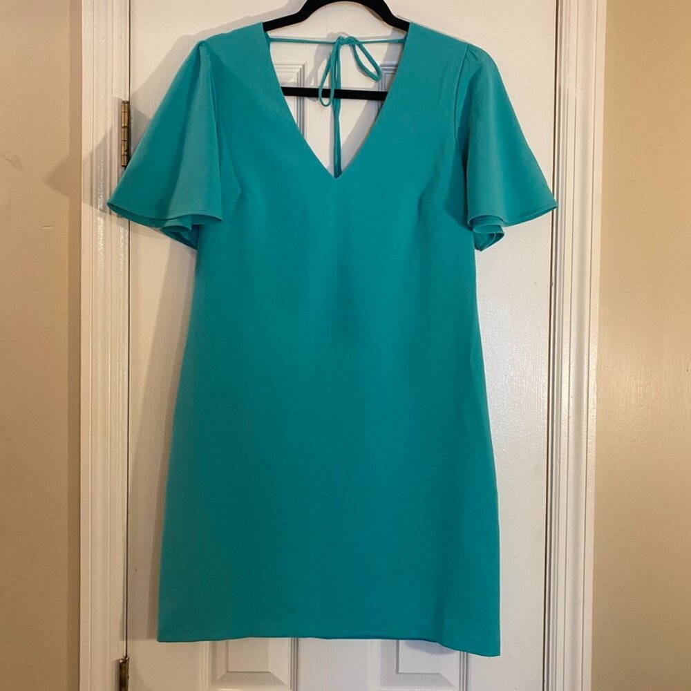 Charles Henry Teal Flutter Sleeve Shift Dress - Size XS